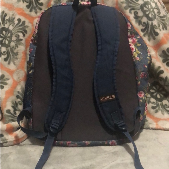 Trans By Jansport Backpack/Navy Blue Flower Print/ - Picture 3 of 3